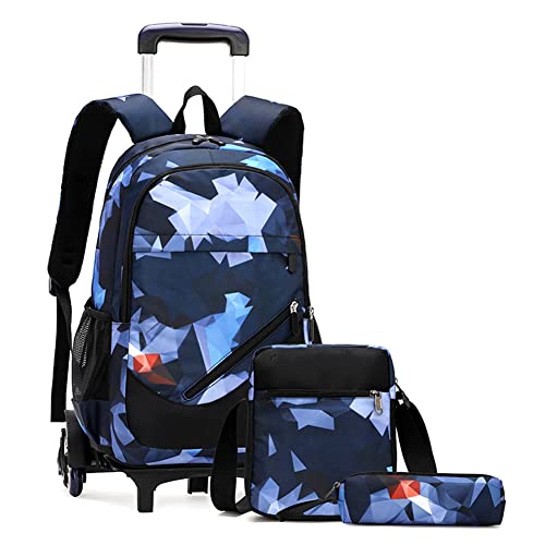 DROFOSREW Schulrucksack mit Rollen Trolley Rucksäcke Schulranzen Kinder Reisen für Mädchen Jungen Schultaschen Schultrolley Kinderrucksäcke mit Federmäppchen