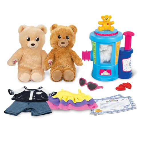 Casdon Build-A-Bear Workshop Stuffing Station - At-Home Build-A-Bear Stuffing Station with 2 x 9 Inch (22.9cm) Mini Bears - Pretend Play Toy for Children Aged 3+