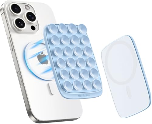 ivoler MagSuction Max Magnetic Suction Phone Mount for MagSafe Hands-Free Phone Holder Compatible with iPhone MagSafe Phone Case Perfect for TikTok Videos and Selfies Sky Blue