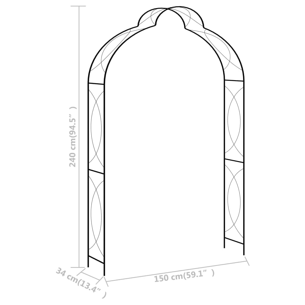 vidaXL Voûte de Jardin Noir 150x34x240 cm Fer