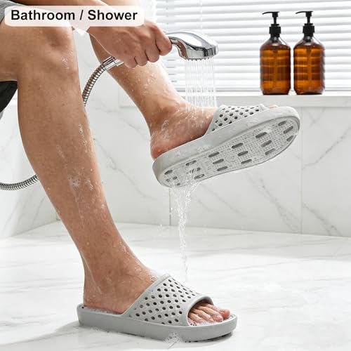 Image of Xomiboe Shower Shoes Men Quick Drying Women Shower Sandals Non-Slip Comfortable House Slippers Bathroom Hotel Flip Flops Slides With Students Gym