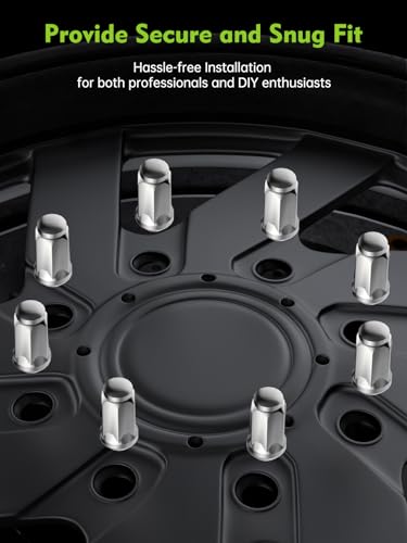 Image of AUTOPTIM M14x1.5 Lug Nuts - Replacement for Chevrolet Silverado, GMC Sierra 2500 3500 HD, Ford F250 F350, Ram 2500 3500 Aftermarket Wheel 32 PCs Chrome Closed End Bulge Acorn Skinny Long Lug Nuts