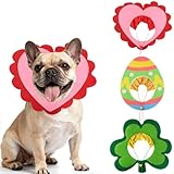 3 PCS Holiday Dog Outfits Set, Valentine’s Day, St. Patrick’s Day, Easter Dog Outfits with Adjustable Headband for Small Medium Dogs, Dog Cat Holiday Party Costumes and Supplies (S: 12'-16')