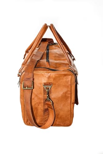 Handcrafted 21” Vintage Brown Genuine Leather Duffle Bag - Versatile for Men and Women | Ideal for Travel, Sports, Gym, and Weekend Getaways | Stylish Carry-On for Overnight Adventures3