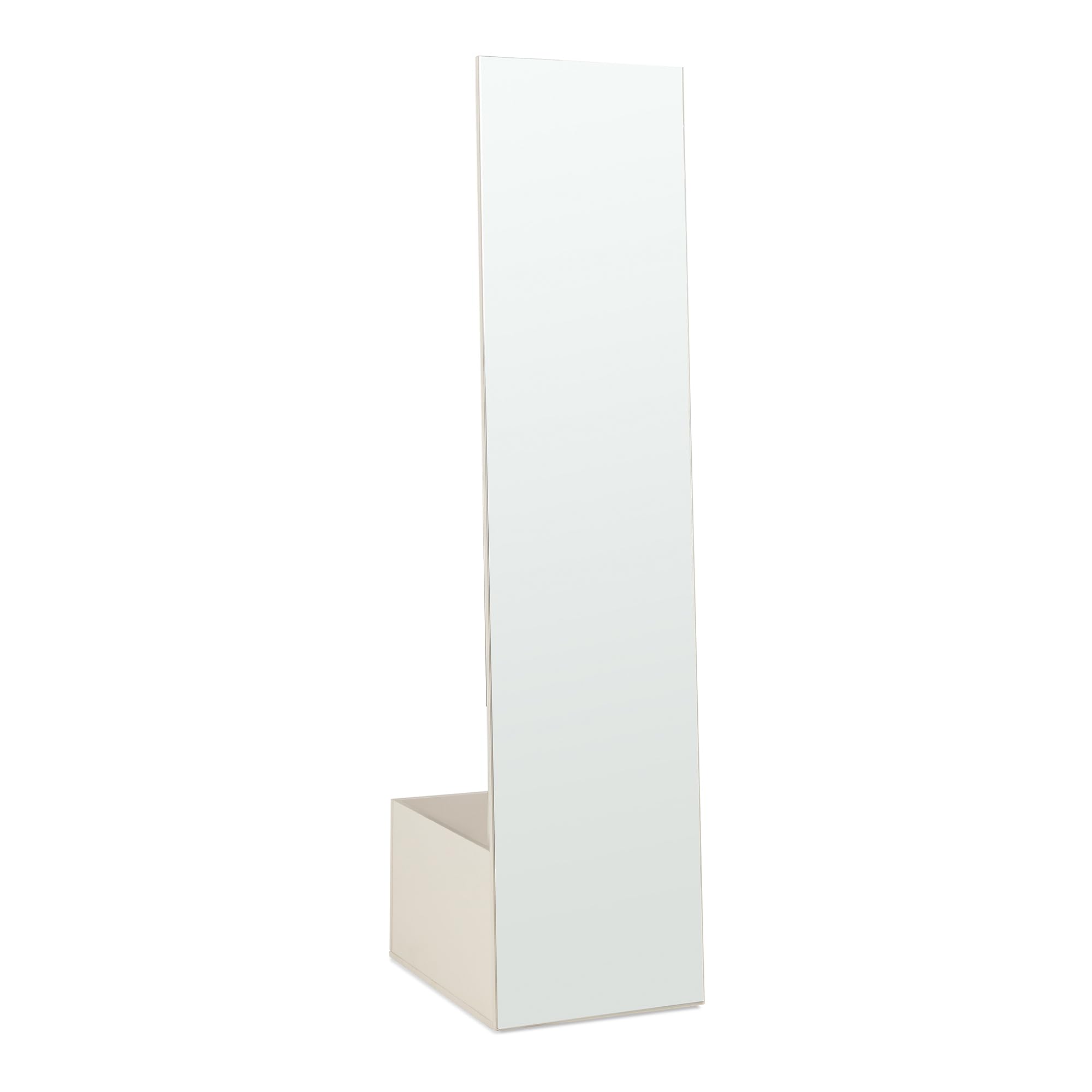 [en.casa] Specchio a Figura Intera con Stand Barra Appendiabiti Specchio Rettangolare da Terra e Vano Porta Oggetti Vestiti per Ingresso Camera da Letto Guardaroba 165x40x51 cm - Avena Oatmeal