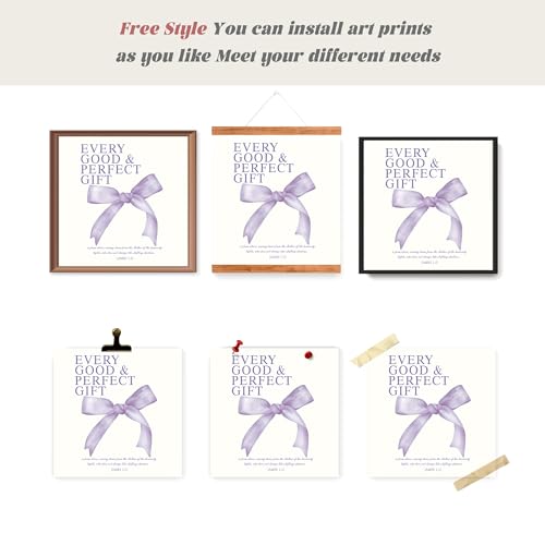 Image of LARTSFRO Coquette Purple Bow Wall Art Decor Posters, Purple Bow Room Bedroom Bathroom Dorm Wall Art Decor Aesthetic for Teen Girls Gifts, Inspirational Bible Verses Bow Wall Decor, 10x10 Inch Set of 4 Pcs Bow Pictures (UNFRAMED)