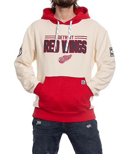 Calhoun NHL Surf & Skate Mens Reverse Terry Retro Style Premium Hoodie (Medium, Detroit Red Wings)