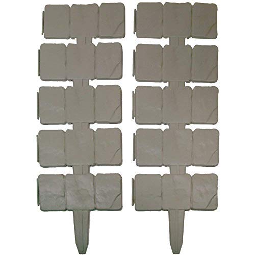 REALMAX® - Adoquín de plástico efecto piedra para jardín (bordillo), color gris oscuro, 10 unidades