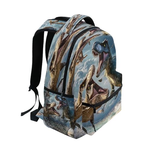 Dinosaur Fighting Backpack for School Boys Girls Adults Kids Bookbag Laptop Bag 15L2
