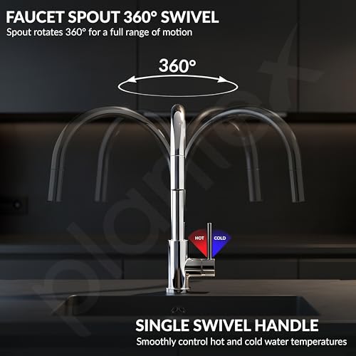 Image of Plantex Pull-Down Kitchen Sink Tap /304 Stainless Steel Sink Tap for Kitchen Basin with 360⁰ Swivel Spout /Kitchen Sink Faucet- (1062, Chrome)