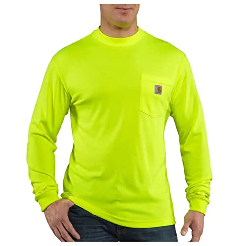 Carhartt mens High Visibility Force Color Enhanced Long Sleeve Tee work utility shirts, Brite Lime, Small US