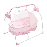 gucdaqc Electric Baby Crib 0-25kg Automatic Baby Bouncer Hub Swing With Bluetooth Newborns Rocker With 5 Swing Settings Electric Infant Cradle Foldable & Portable Dual Control For 0-18 Months (Pink)