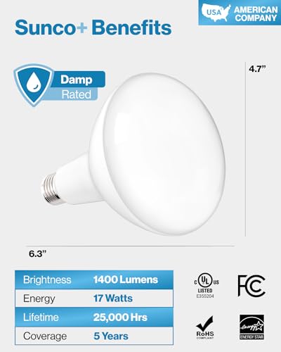 Sunco Lighting SCBR4017W27K Sunco 6 Pack Br40 Light Bulbs, Led Indoor Flood Light thumb #6