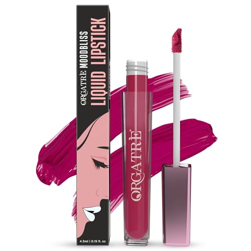 Image of Orgatre Moodbliss Liquid Lipstick | Waterproof, Long Lasting & Smudge Proof | Non-Drying, Lightweight & Highly Pigmented | Matte Finish | 4.5ml (Petal Kiss)