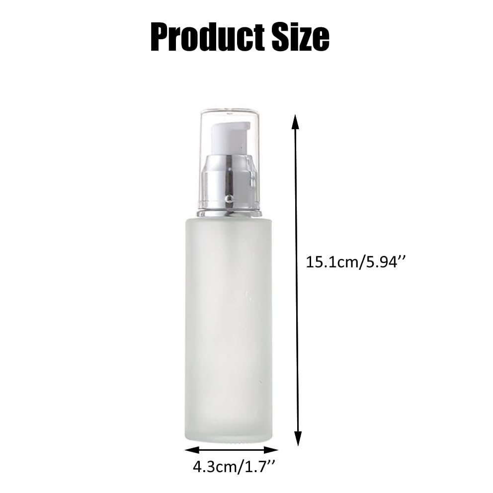 Upstore 2Pcs 100ml/3.4oz Empty Glass Lotion Pump Bottles Travel Frosted Lotion Dispenser Makeup Cosmetic Container Storage Bottles for Essential Oils Lotions Cream Foundation - Image 2