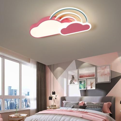 Plafonnier nuage acrylique plat à éclairage LED rose doux - 4