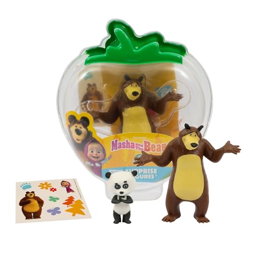 Giochi Preziosi Masha E Orso - Confezione A Forma Di Fragola Trasparente Con Personaggio Maiale, Adesivi E Bustina...