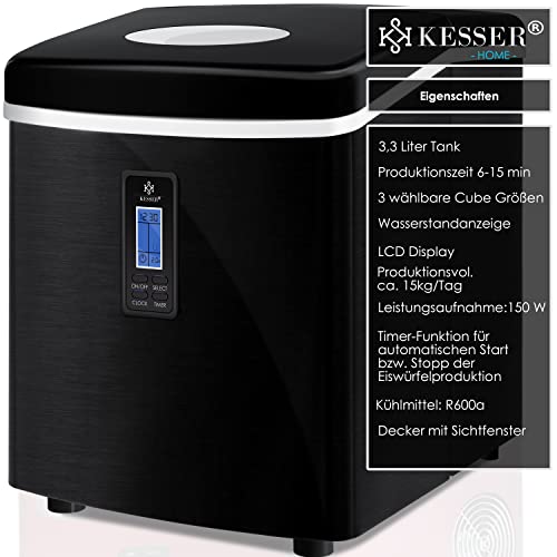 KESSER® Eiswürfelbereiter | Eiswürfelmaschine Edelstahl | 150W Ice Maker | 15 kg 24 h | 3 Würfelgrößen | Zubereitung in… – Bild 3