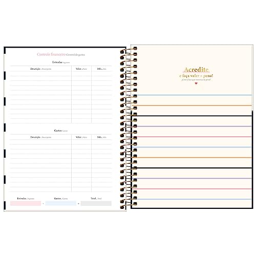 Tilibra - Planner Espiral 17,7 x 24 cm West Village 2024 - Fundo Preto com Poá
