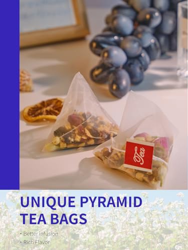Image of TeeLux Rose Blueberry Tea Bags, 8g /bag, Tartary Buckwheat with Mulberries, Red Dates, Caffeine Free, Floral Aroma & Rich Tartary Buckwheat Aroma, 30 Count