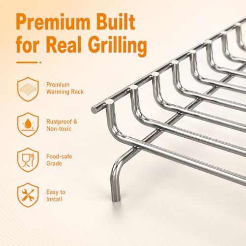 Image of SafBbcue Warming Rack for Monument Grill 24633 13892 17842 41847NG Monument Grill Replacement Parts, Stainless Steel Cooling Rack with Legs for Monument 35633R 35633B D405 D425 4-Burner Accessories