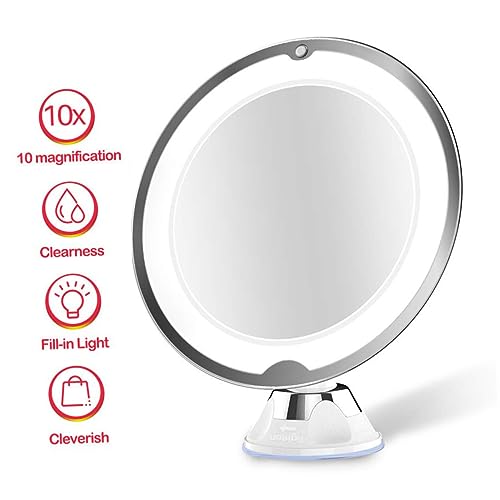 Miroir maquillage LED rond ventouse ajustable pour une clarté optimale