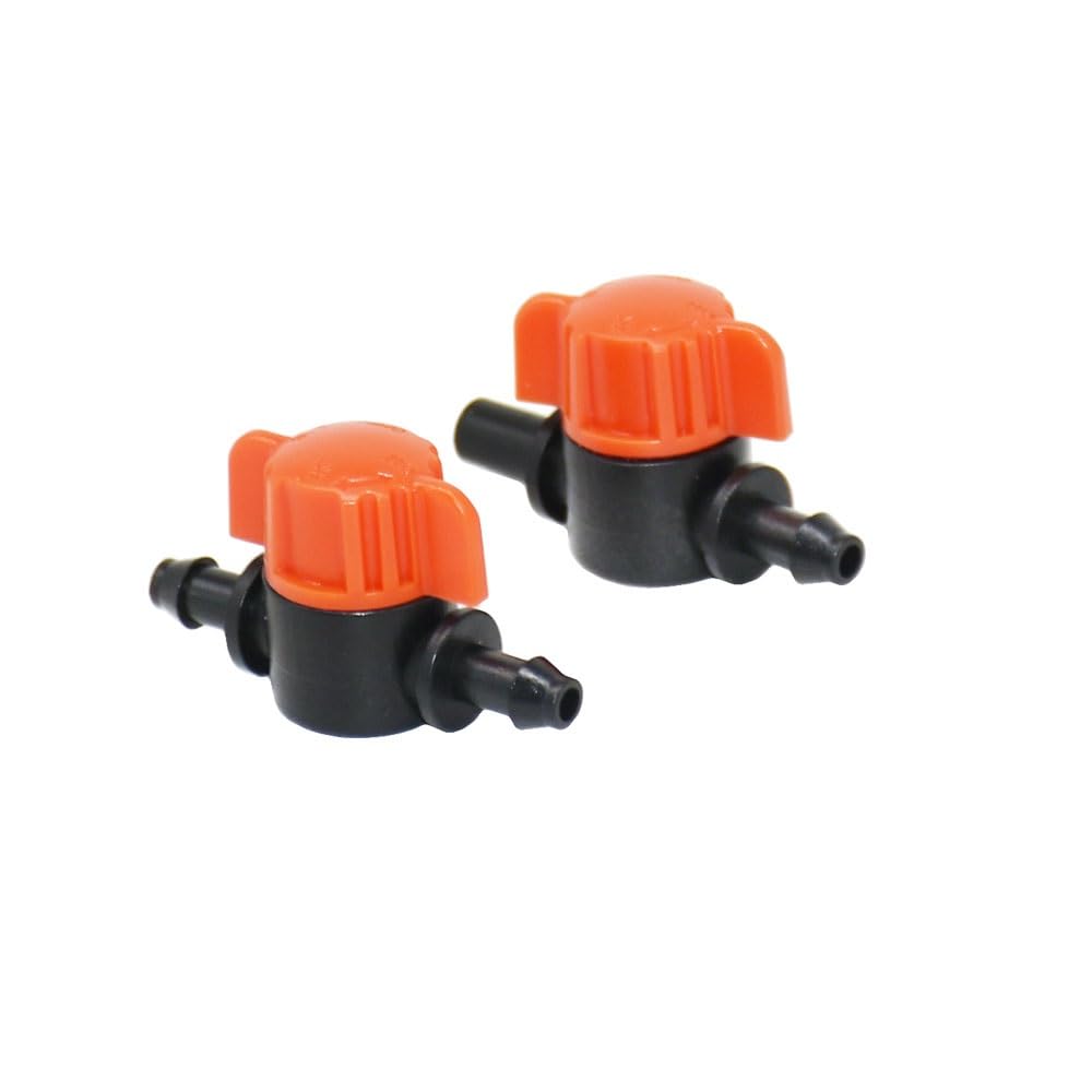 Accesorios de riego por goteo con mini válvula de 4mm y conector barb de 6mm, pack de 10