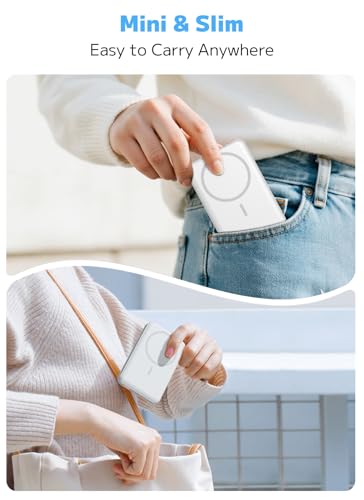 Portable Charger, Power Bank, 10000mAh Wireless Magnetic with Type-C 20W PD Fast Charging, LED Display for Magsafe Battery Pack,Wireless Portable Charger for iPhone 17/16/15/14 all Series, White - Image 4