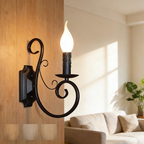 Aplique de pared interior vintage E14 con tres tonos de luz para crear ambientes en casa