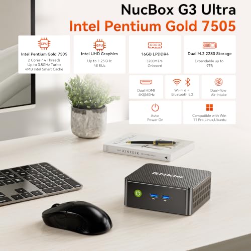 Image of GMKtec G3 Ultra Mini PC Intel 7505 (Up to 3.5GHz) 16GB LPDDR4 512GB SSD