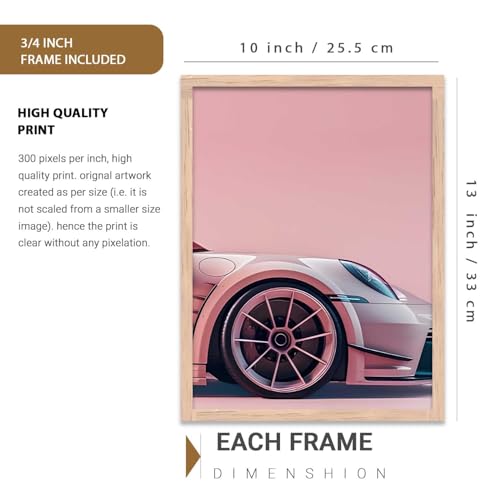 Image of kotart Big Sports Car Framed Posters Gift Items for Boys Room Wall Decoration Bedroom Living Room Office Studio Decor | Car Poster Frame for Wall Decor Set Of 3 Size (10 X 13 inch)