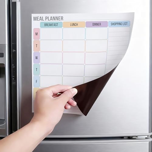 Image of WallDesign Magnetic Meal Planner Whiteboard for Fridge, (12x12 Inch) - Weekly Dry Erase Planner, Reusable Kitchen Organizer, to Do List for Home, Family, Personal, Students - Includes 3 Marker Pens