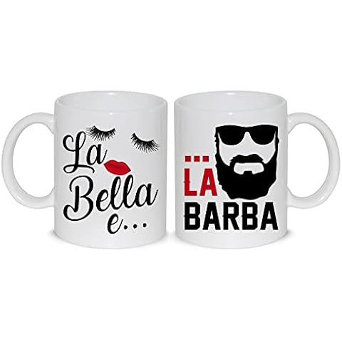 thedifferent Par de tazas taza taza La Bella y la Barba lindo corazón amor amor 2 tazas novios novios parejas té/leche Cover