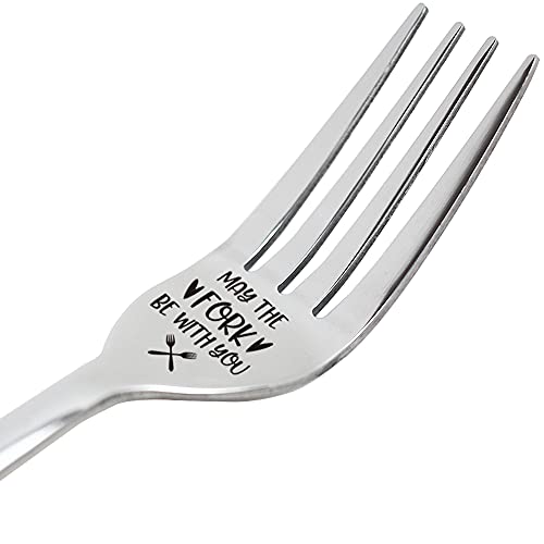 Three Human May The Forks Be With You Inspirational Funny Engraved Fork, Gift For Boyfriend, Husband, Nerd, Thanksgiving, Christmas Gifts #TOP7