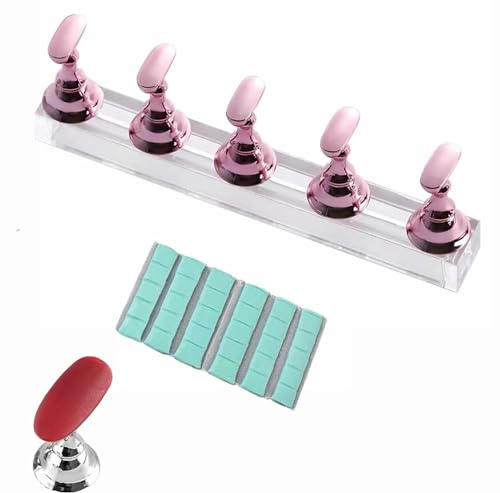 Soporte de Uñas para Exhibición de Uñas, Soporte de Práctica de Uñas, Soporte de Práctica de Punta de Uñas, Soporte de Exhibición de Uñas Acrílica, Soporte de Práctica de Uñas Magnético, Rosa
