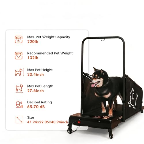 Dog Treadmill for Large Breeds - Heavy Duty Dog Pacer Treadmill for Indoor Exercise - Adjustable Speed & Incline - Quiet Motor Design for Home Training - Great for Fitness & Weight Loss