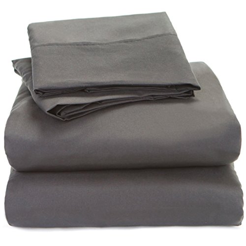 Rajlinen 4 Pc 100% Egyptian Cotton Sheets Sets, Queen Size Cooling Bed Sheets 500 Thread Count Bedding And Pillow Cases Egyptian Cotton Sheets Fits Mattress 16" Deep Pocket, Dark Grey Solid #TOP7