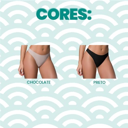 Kit 3 Calcinhas Fio Dental Cintura Larga Sem Costura Selene | 2 Natural | G