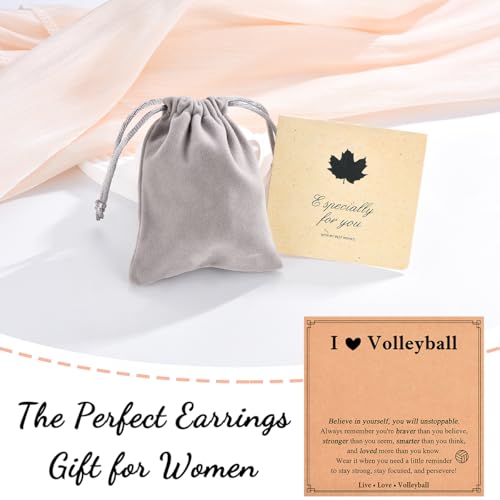 Sterling Silver Volleyball Softball Baseball Basketball Soccer Stud Earrings Gifts, Christmas Birthday Gifts for Women Mom Girls Boys Men4