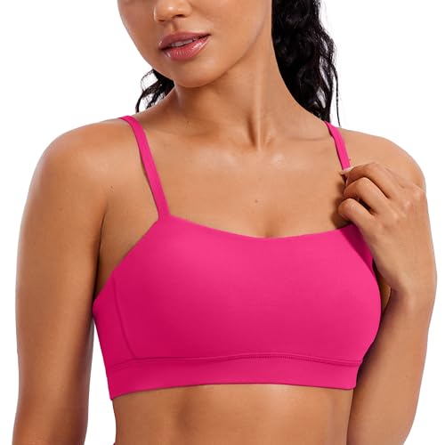 Image of CRZ YOGA Butterluxe Thin Strap Sports Bra | Light Support, Removable Pads, Yoga, Extremely Soft, Square Neck, Adjustable Back, for Women
