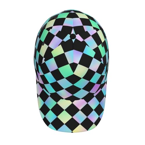 Gorra de béisbol con diseño a cuadros iridiscente ajustable miniatura 3
