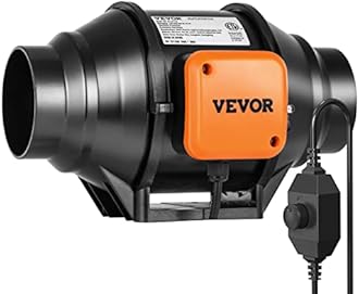 VEVOR Inline Duct Fan, 4-Inch 200 CFM with Variable Speed Controller, Quiet AC-Motor Ventilation Exhaust Fan for Cooling Booster, Grow Tents, Hydroponics