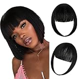 Clip in Bangs Hair Extensions Hair Clip on Wispy Bangs Hair Fake Bangs Clip in Human with Temples Ha