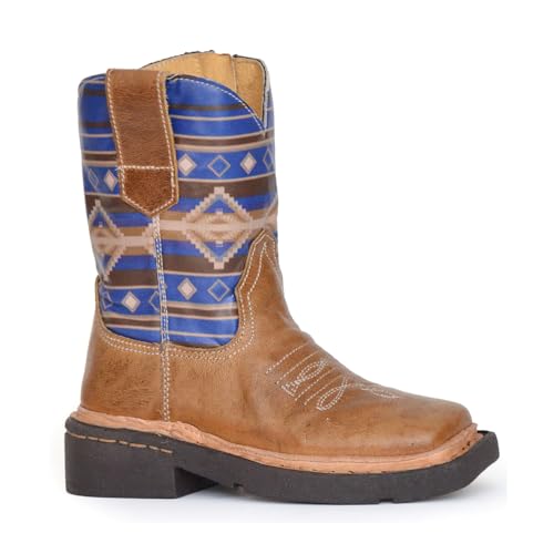 ROPER Toddlers Aztec Square Toe Boots 7 Blue