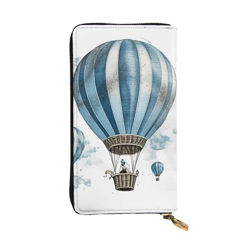 Portefeuille pour femme en cuir véritable durable à design gravé montgolfière