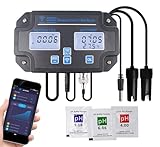 Smart Water Quality Tester 6-in-1 pH/EC/TDS/Salinity/S.G and Temperature Meter with Wi-Fi Continuous Monitor Wall-Mounted pH Water Meter with ATC and Easy Calibration for Aquariums, Hydroponics