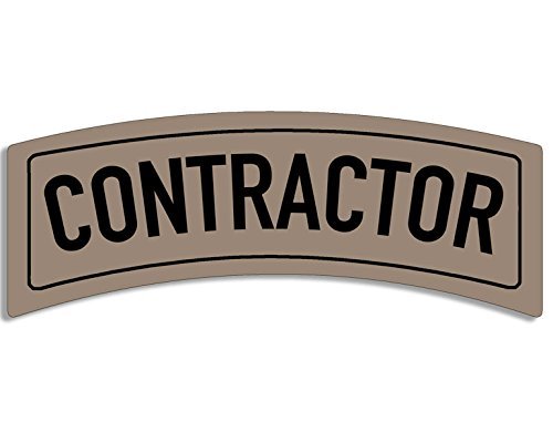 Khaki Contractor Tab Shaped Sticker (Army Military)