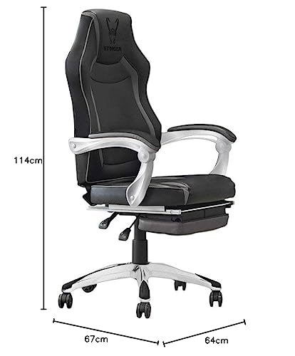 Miniatura 3 de Woxter Stinger Station Rx Black - Silla Gaming Eje De Acero,Levantamiento Gas Pistón Clase 4 ,Reposapiés Extensible,Apoyabrazos Ergonómicos,Inclinación Hasta 170 ,Ruedas Silenciosas Antiarañazos
