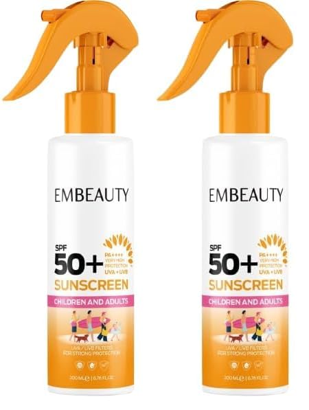 Çocuk ve Yetişkinler için Güneş Koruyucu Krem SPF50+ 200 ml (2 paketi)