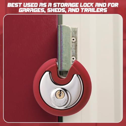 Image of Chumia 16 Pack Padlocks Keyed Alike, Stainless Steel 2-3 /4 inch Wide, 3 /8 inch Shackle Disc Locks for Outdoor, Storage Units, Garages, Gym Lockers (Red)
